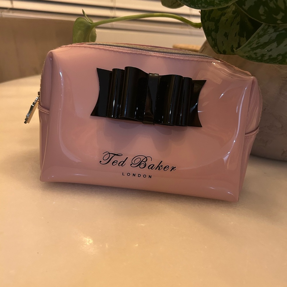 Ted Baker London Pink Cosmetic Bag with Black Bow
